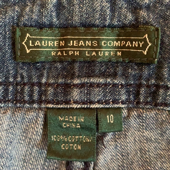 RALPH LAUREN LAUREN VINTAGE CARGO FALRE WIDE-LEG JEANS SIZE 10 SOFT 100% COTTON - Picture 6 of 7